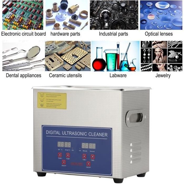 3L 120W Nettoyeur à Ultrasons de Machine Acier Inoxydable avec Affichage numérique