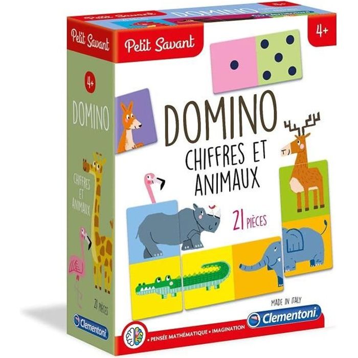CLEMENTONI Petit Savant - Domino Chiffres et Animaux - 4 ans et +