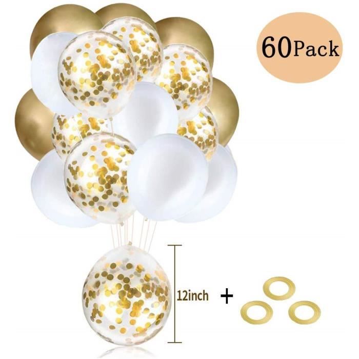 Ballons Anniversaire, Ballon Marriage, Ballon Helium, 60 Pièces Doré Confettis Ballons Fête Ballon pour Décorations , Mariag 3319