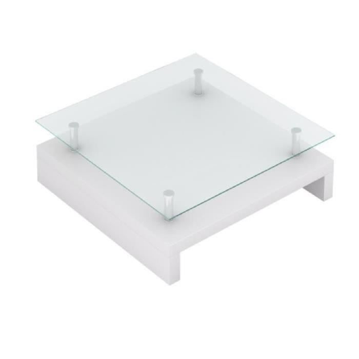 Table Basse de Salon Carrée verre Blanc Laquée pour maison Design élégant Haute qualité moderne