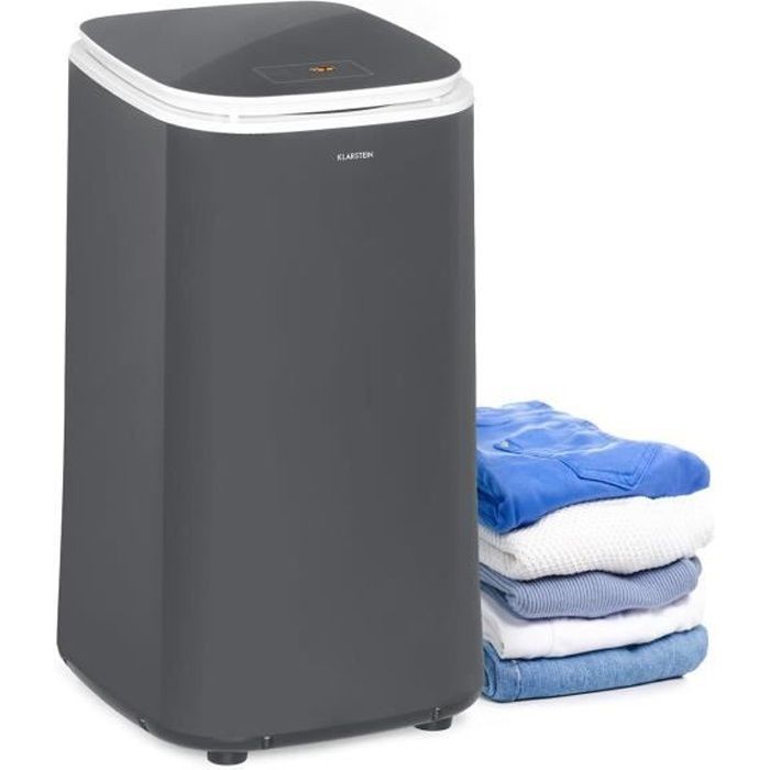 Sèche linge - Klarstein Zap Dry - 50 litres - 820W - Panneau de commande tactile - Tambour acier inox - Gris
