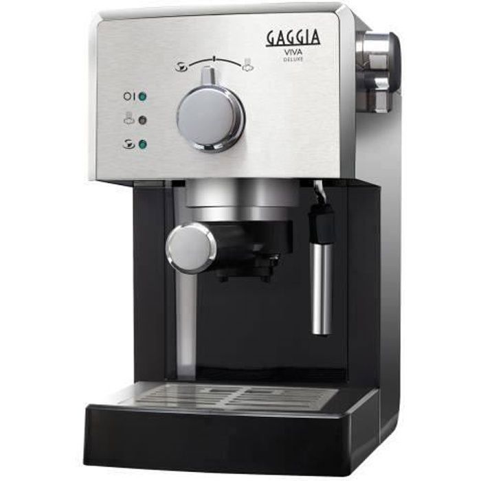 Gaggia Viva Deluxe RI8435 Machine à café avec buse vapeur -Cappuccino- 15 bar noir - argent