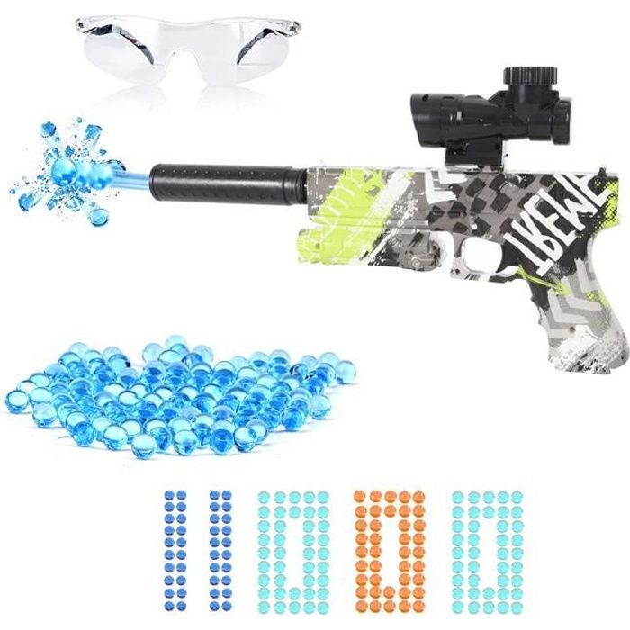 Pistolet électrique à eau PIMPIMSKY pour enfants et adultes,11000 perles d'eau,jeux de tir en plein air,arme de combat à l'eau vert