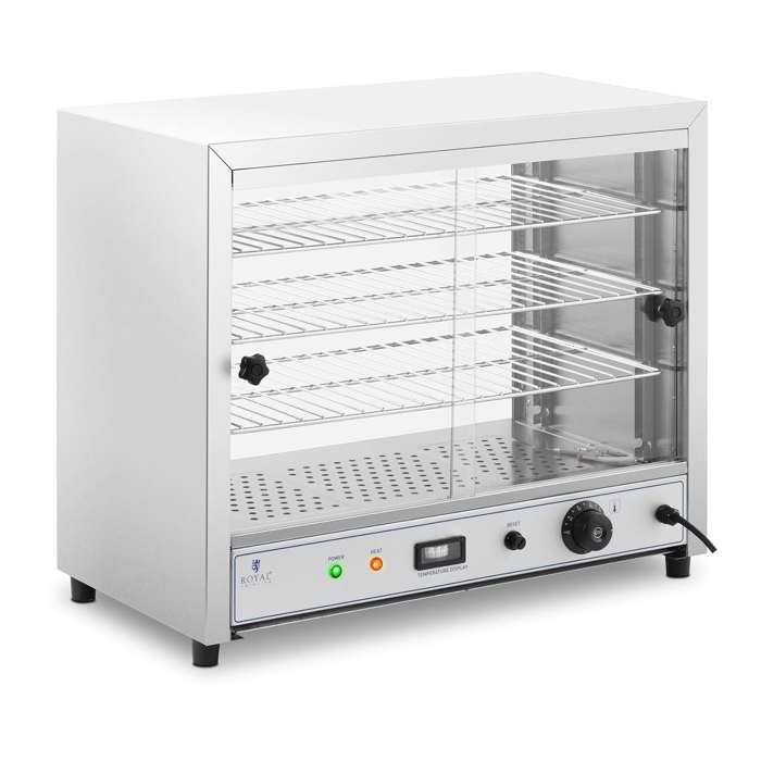 Vitrine Chauffante Présentoir Chauffant À Poser Cantine 3 Étages 30 - 85 °C Inox