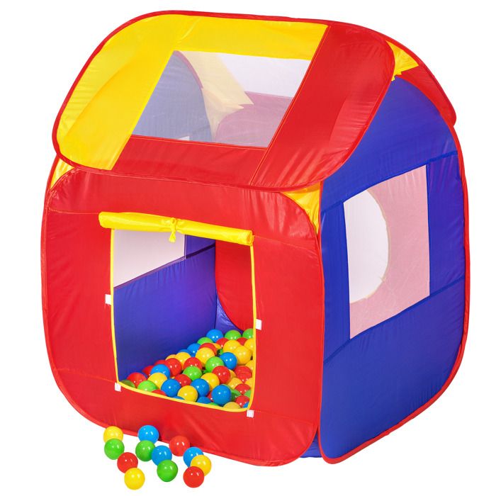 TECTAKE Piscine à balles Cabane Maison Tente Pop-Up de Jeux pour Enfant 86 cm x 84 cm x 102 cm Multicolore