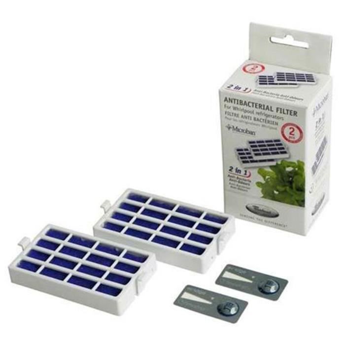 Lot de 2 filtres antibactérien Microban - Réfrigérateur, congélateur - WHIRLPOOL, KITCHENAID, BAUKNECHT (17383)