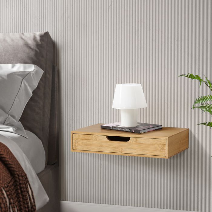Étagère murale Bokn avec tiroir bambou 40 x 24 x 8 cm naturel