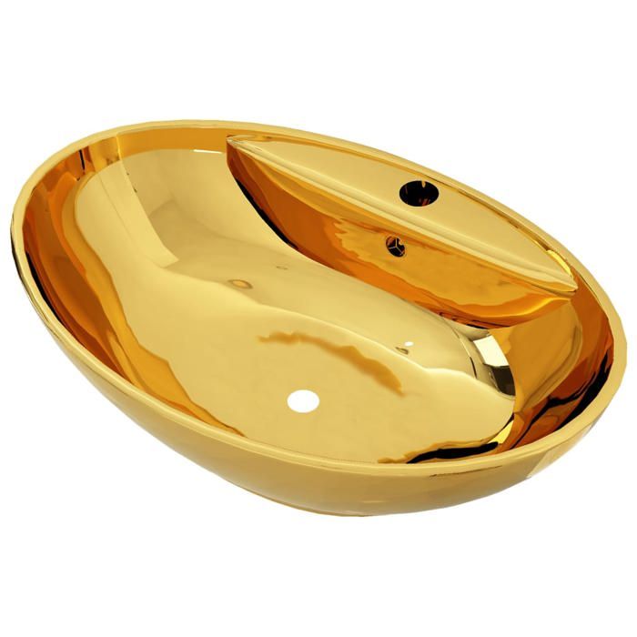 Lavabo Suspendu Céramique Blanc Semi-circulaire HOROW - Avec Trop-plein, Pose à Poser