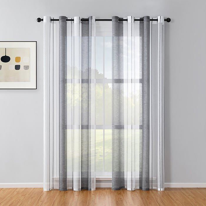 Bestlivings Tende Voile Trasparenti, 2 Pezzi 140x245 Cm, Con Nastro Universale, Grigio Chiaro, Per Soggiorno E Camera