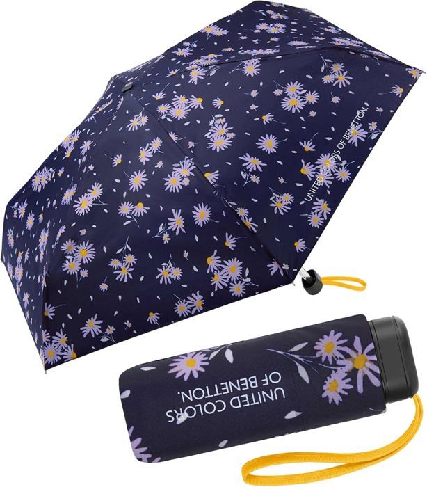 Parapluie De Poche Benetton Mini AC Indigo 95 Cm - Ouverture Automatique Robuste Et Coloré