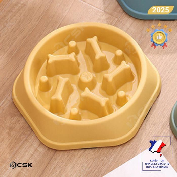 Comparer les prix de Gamelle anti glouton pour chien BCSK® | Gamelle chien chat animaux domestiques – favorise la digestion – Anti vomissement - Jaune