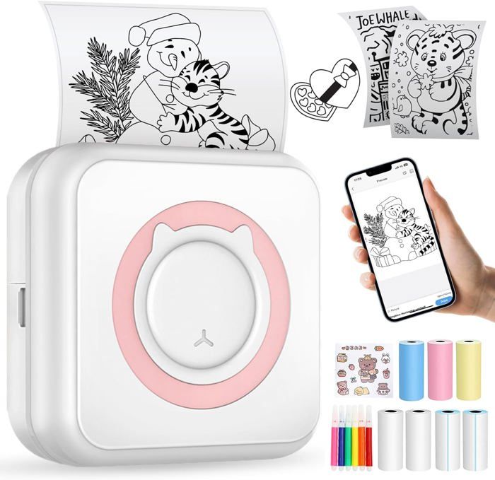 Imprimante Photo Portable Mini - Impression Thermique Bluetooth Pour Téléphone (Design Panda)