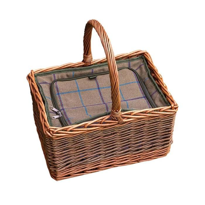 Panier de pique-nique en osier de boucherie de luxe avec glacière