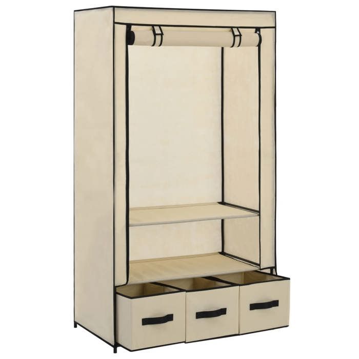 Bon plan Meuble Penderie Dressing - JILI HOT - Garde-robe Crème 87 x 49 x 159cm Tissu Thome4380236