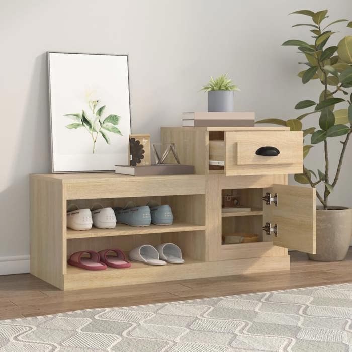 Bon plan Armoire à chaussures - JILI HOT - Grande Capacité - chêne sonoma 100x42x60cm - Bois dingénierie - pour Entrée/Couloir
