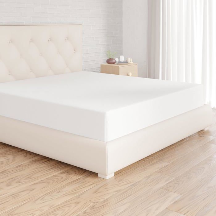 Basics Drap Housse 180 x 200 x 30 cm en Polyester Microfibre pour Matelas Épais jusquà 30 cm Blanc