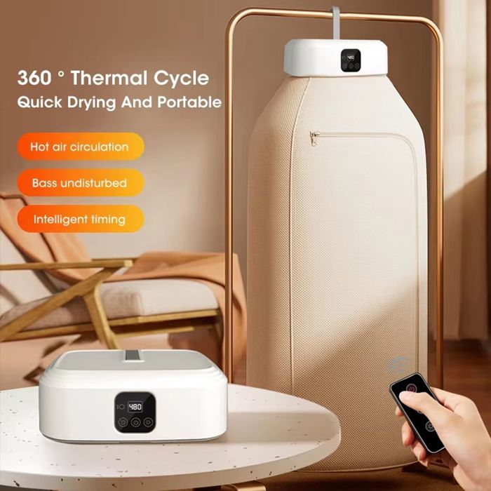 Sèche-linge électrique portable 600 W, sac séchage, chauffage PTC. Pliable. - Gamm vert
