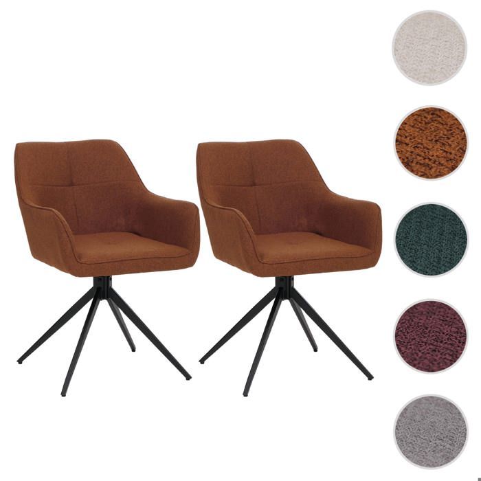 Lot de 2 chaises de salle à manger HWC-O47 270 g/m² terre-cuite