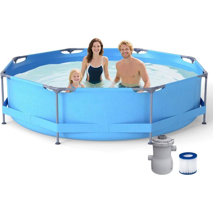 Piscine Hors Sol Rectangulaire 2,28x1,59x0,42 M - Capacité 1287 L, Cadre Métal, PVC Triple Couche, Pour Enfants 3 Ans+ - 12