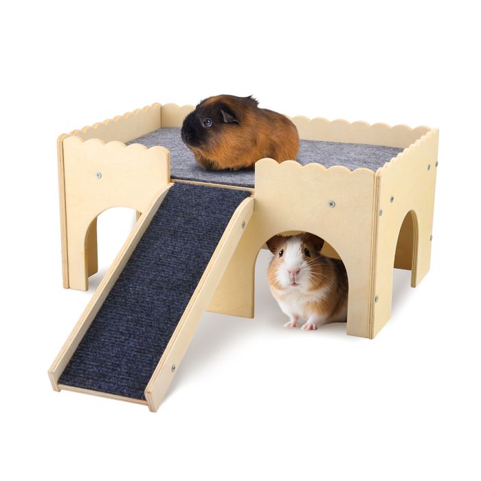 Comparer les prix de Cachette pour cochon dInde à plusieurs étages avec escalier et tapis extra large en herbe château pour cochon dInde hamster