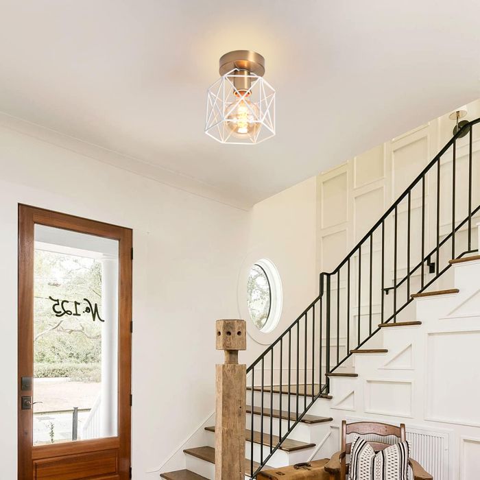 iDEGU Rétro Plafonnier en CageE27 Luminaire Plafonnier Industriel Abat-jour Design Cage Lampe de Plafond Style Vintage pour Salon