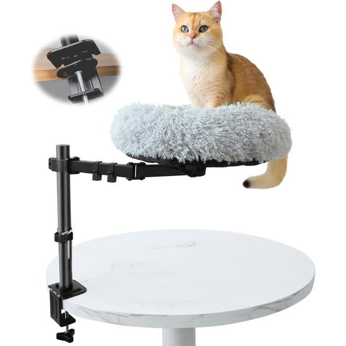 Meilleurs prix pour Support de Lit pour Chat en Bois de 406 Cm avec Support Surélevé Rotatif en MétalCoussin Confortable en Peluche Douce
