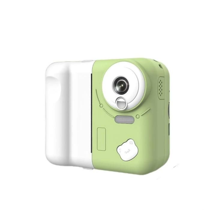Appareil photo pour enfants impression instantanée 1080p zoom 10X écran IPS 24 pouces filtres variés MP3 et jeux vert