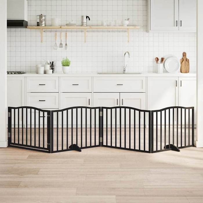 Porte pour chien pliable - vidaXL - 4 panneaux - Bois de peuplier - Noir - 320 cm Porte pour chien pliable - vidaXL - 4 panneaux - Bois de peuplier - Noir - 320 cm