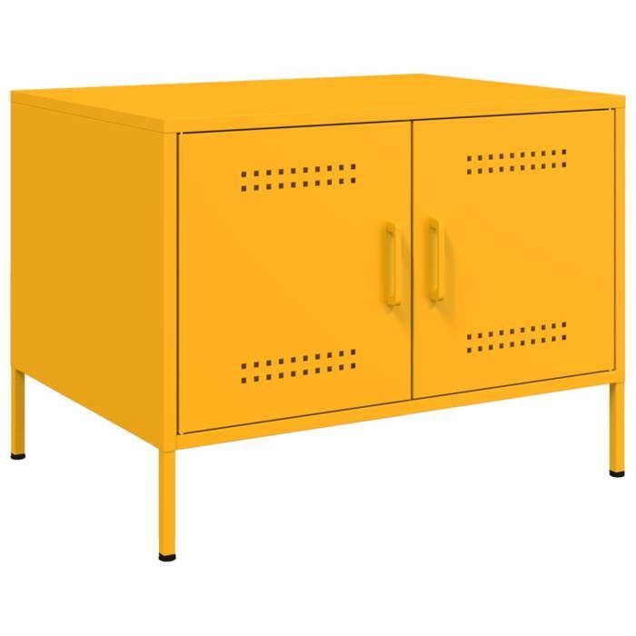 Table basse industrielle - VIDAXL - Jaune moutarde - 68x50x505 cm - Acier laminé à froid - Capacité 20 kg