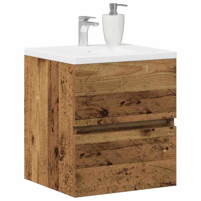 Meuble de lavabo de salle de bain - vidaXL - Bois ancien - 41x385x45 cm - Avec tiroir - Usage intérieur