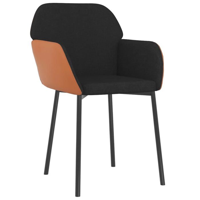 Chaises de salle à manger scandinaves - vidaxl - Lot de 2 - Noir tissu et similicuir - 54x59x76 cm
