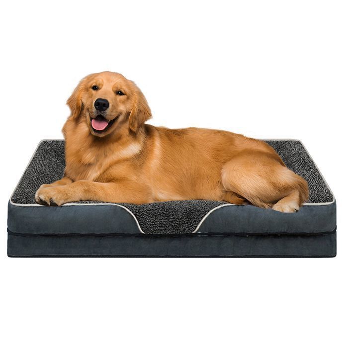 Lit de ChienTaille L Panier Chien pour Animal de Compagnie en Mousse à Mémoire Coussin Chien avec Housse Lavable Amovible-Gris L