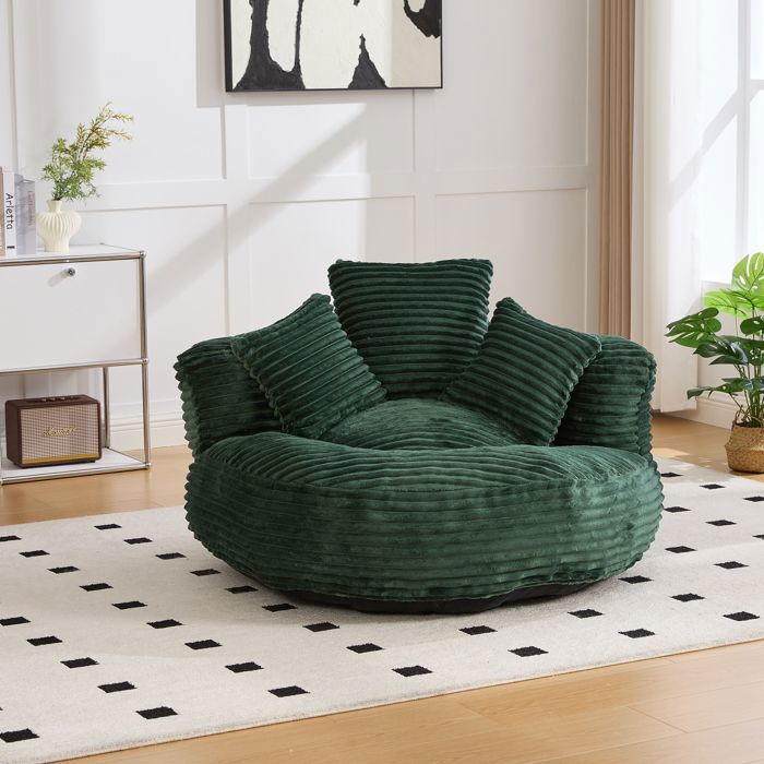 Pouf poire - LEMONBEST - Lazy Canapé - Velours côtelé - Vert émeraude - 108x108x52 cm