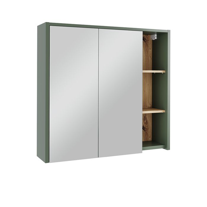 Armoire de salle de bain avec miroir Viola 80x75cm avec des étagères ouvertes Vert/Chêne Artisan Vicco 54862