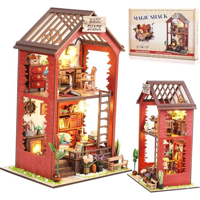 Booknook - Kit Book Nook - 139 Pcs - Miniature a Construire - Avec lumière LED, Owl Bookstore - Cadeaux créatifs - Dès 14 Ans - Jeux - Jouets Booknook - Kit Book Nook - 139 Pcs - Miniature a Construire - Avec lumière LED, Owl Bookstore - Cadeaux créatifs - Dès 14 Ans - Jeux - Jouets