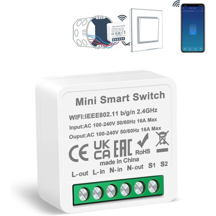 Module Design Interrupteur Module D'Interrupteur Intelligent, Compatible Avec Alexa Et Google ...