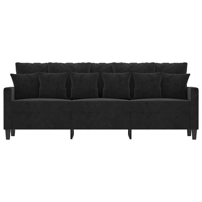 Promo printempsCanapé à 3 places - SARAZYJ - Meuble de salon - 3 PERSONNES - Noir 180 cm Velours - S8913143