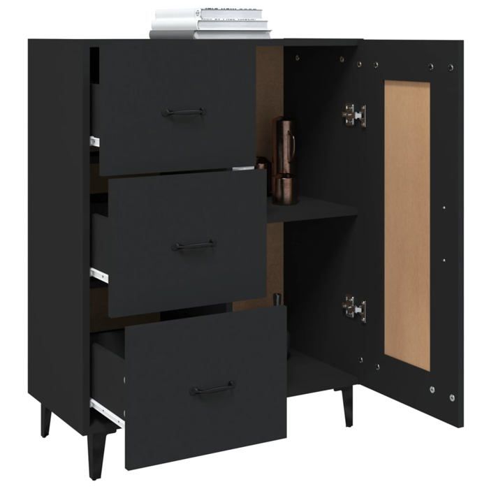 Maison SoldesBuffet bas/vitrine - Cabinet/Armoire Placard Noir 69 5x34x90cm Bois dingénierie Moderne153476