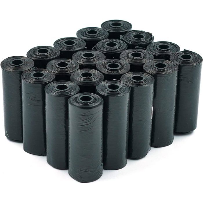 Sacs à déjections pour chien - ESTAMPILLE - Lot de 300 sacs - 295x22 cm - Noir - Anti-fuite - Très résistant