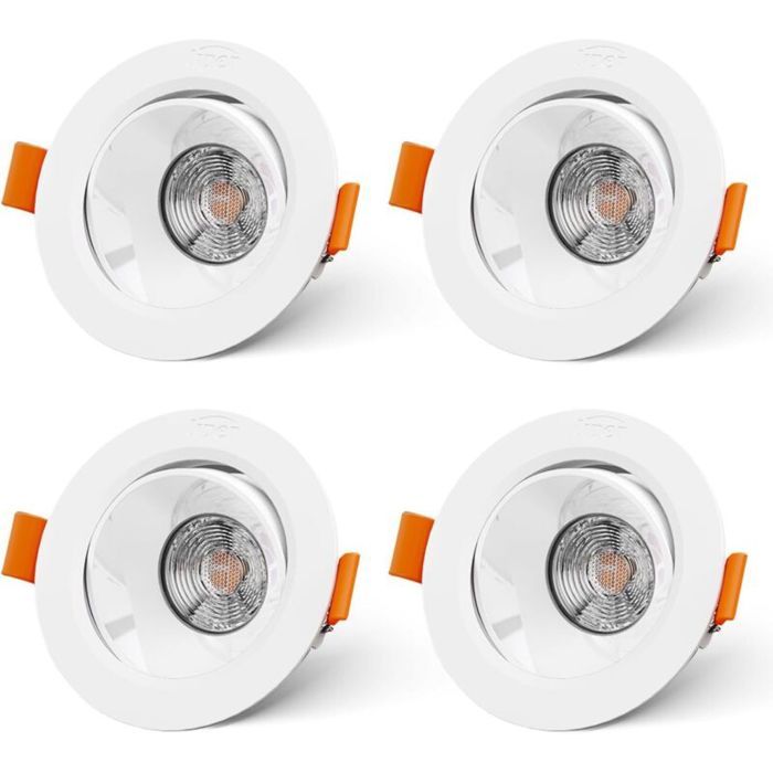 Ensemble de 4 Spot Led Encastrable extra Plat 7W Spots de Bains Salle Led Encastré Blanc Neutre 4000K 700LM pour Encastrable Plafo