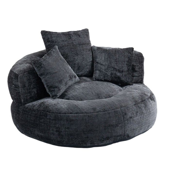 Fauteuil Pouf Lazy Sofa Chenille Noire 108x108x52cm - Dossier Haut 3 Coussins Intérieur Et Extérieur Idéal Adulte Enfant Fauteuil Pouf Lazy Sofa Chenille Noire 108x108x52cm - Dossier Haut 3 Coussins Intérieur Et Extérieur Idéal Adulte Enfant