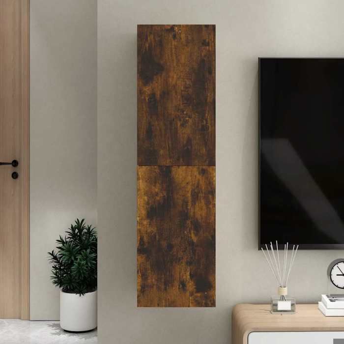 CHIC Meuble TV mural - ZENCORE - Cabinet TV - Chêne fumé 30 5x30x110cm 8510