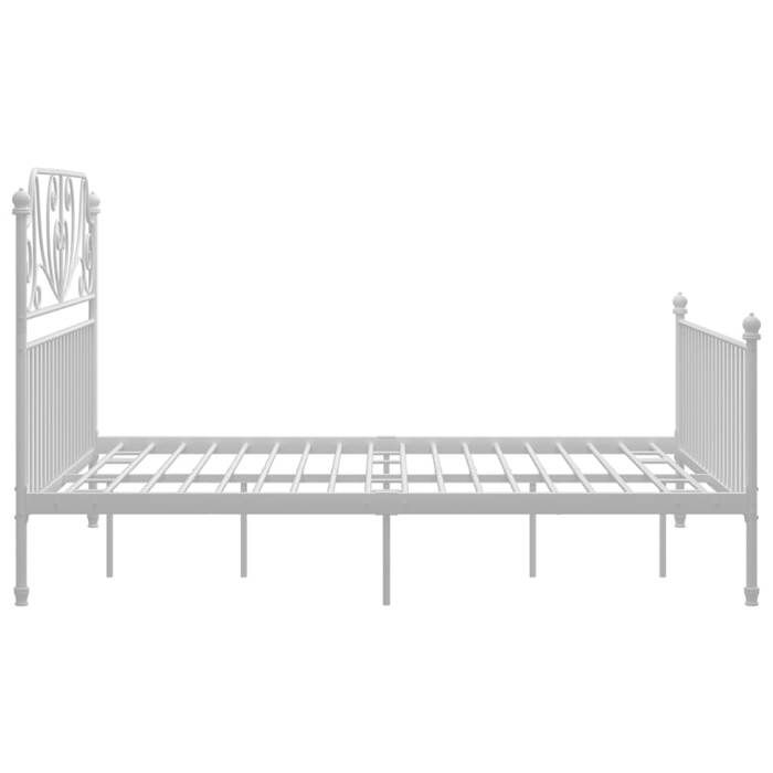 Structure de lit double(1 pc) - VIDAXL - Montage Facile - et tête de lit - sans matelas - blanc 140x200 cm métal L340