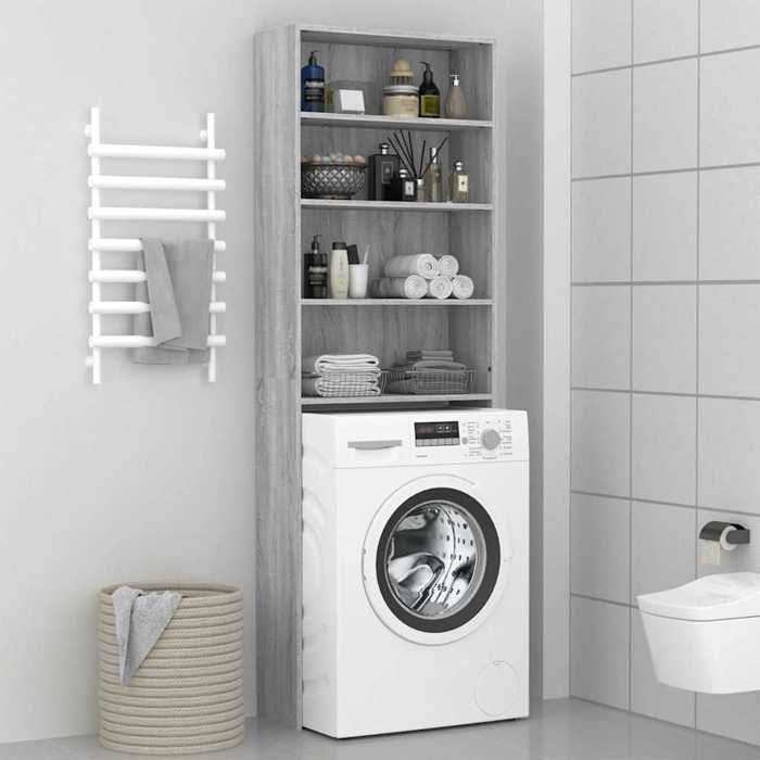 Meuble pour machine à laver - Magnifique - Meuble de buanderie/Armoire de bain - Sonoma gris 64x24x190cm CL2160147