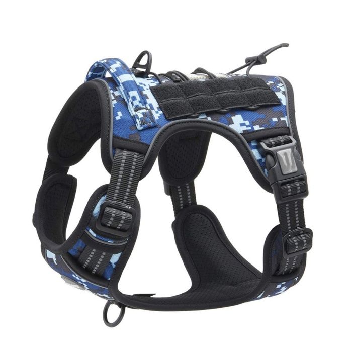 Gilet nylon tactique chien 35 x 29 x 1.7 cm harnais intégré réglable poches multiples dressage extérieur grand chien Sans sangles