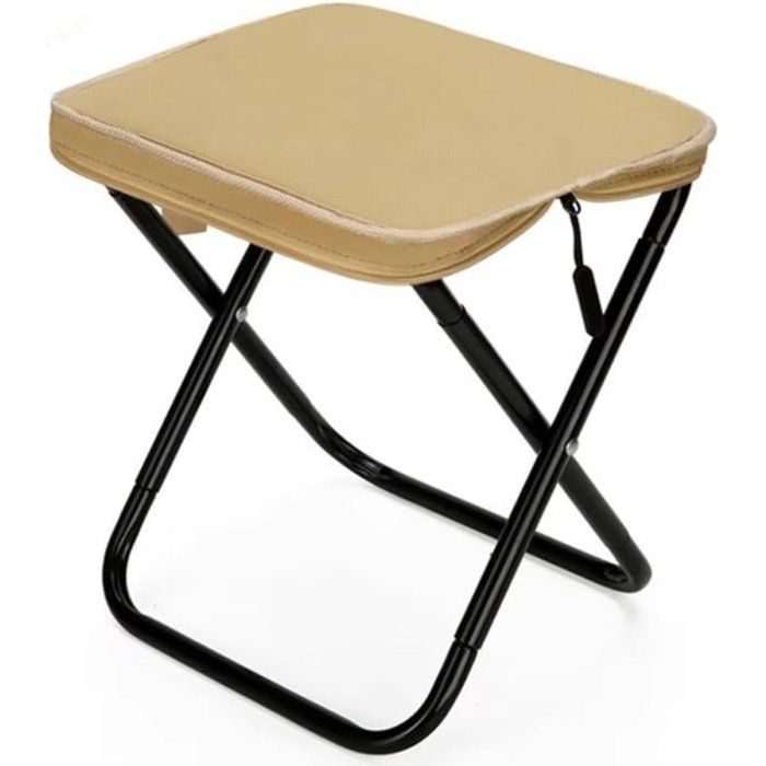 Tabouret pliant portable forme compacte beige pour randonnée pêche camping jardin activités extérieures