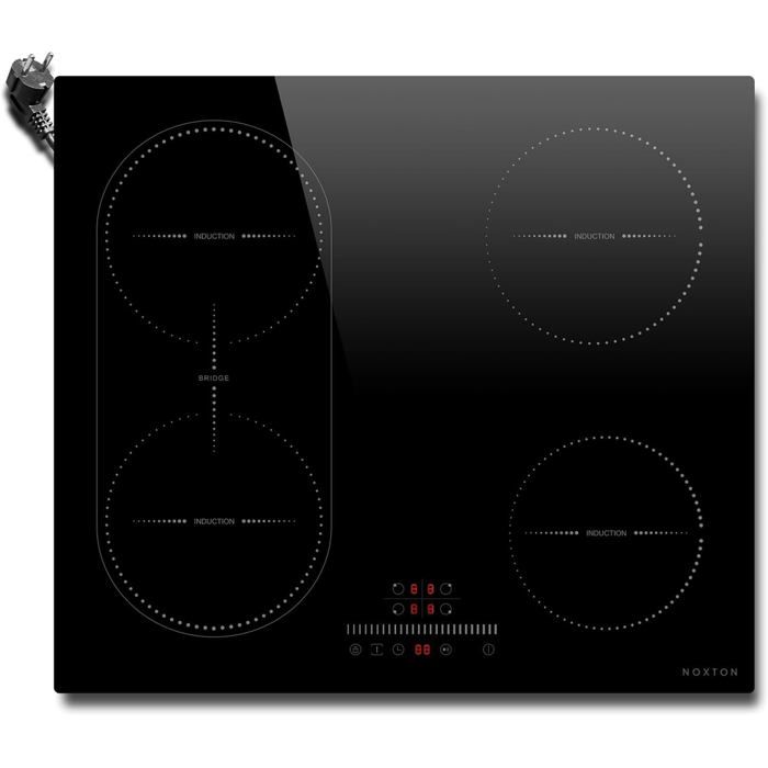 Plaque à induction encastrable - LEHRING - 4 zones de cuisson indépendantes - Dimensions 60 cm - Puissance totale 6400W
