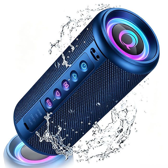 Enceinte Portable Enceinte Bluetooth 5.4 Haut-parleur Portable 20W 20H Autonomie RGB TWS Appairage Stéréo IPX7 AUX/TF Bleu