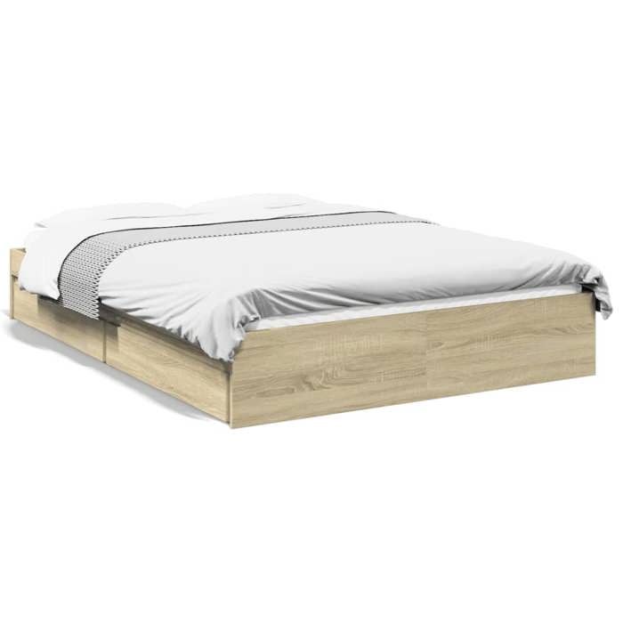 VENTE-FLASH Cadre de lit CHAMBRE - avec tiroirs sans matelas - chêne sonoma 140x190 cm -(85753280687)VIDAXL