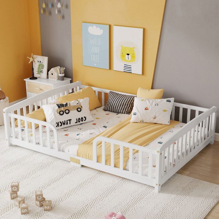 NuvlaGu - Lit bébé 140x200 cm - Lit enfant avec barrières de sécurité - Lit évolutif - canapé-lit - Blanc